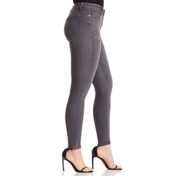 NWT PAIGE Hoxton Ankle High Rise Skinny Jeans 32 Stretch Denim Washed Grey Peaks - Picture 2 of 5